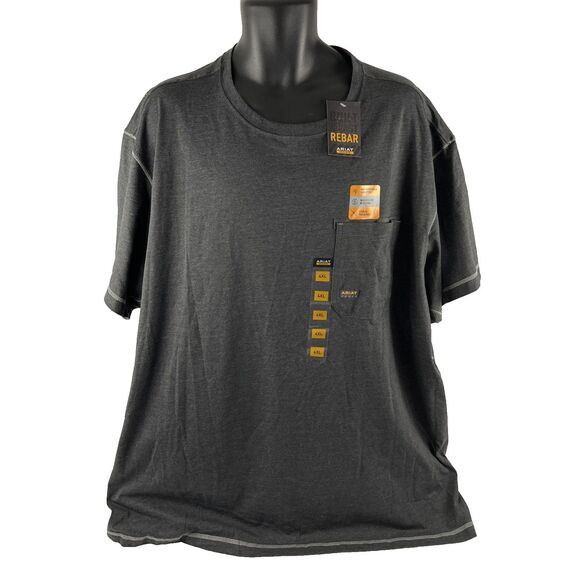 New Mens Ariat Rebar Workman Work T-Shirt Size 4XL NWT Charcoal - Picture 8 of 9